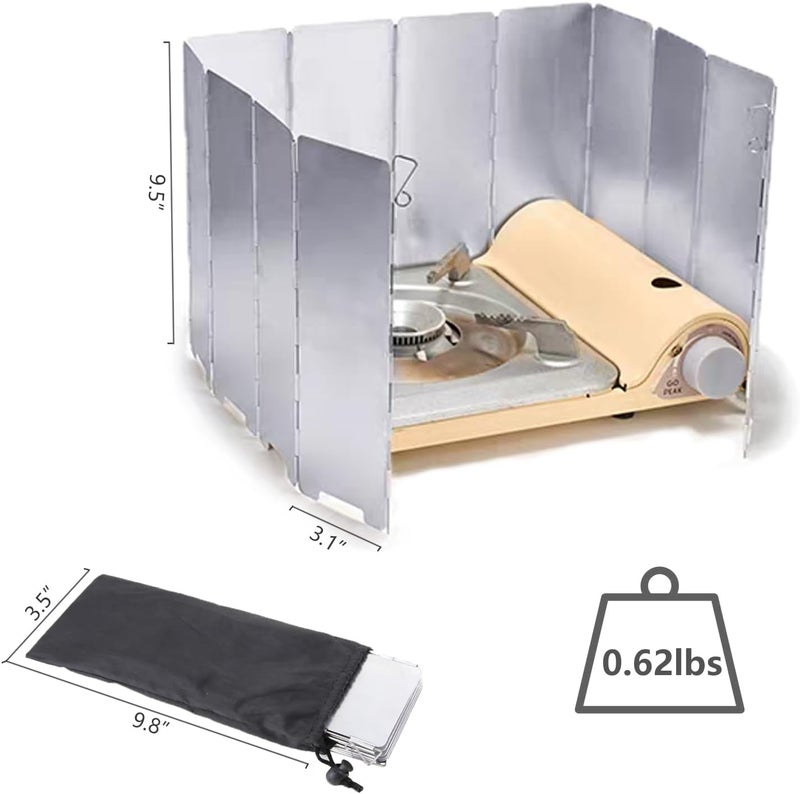 Wind Tour Outdoor Stove Windscreen Ultra light Aluminum foldable Camping Stove Windshield with Carrying bag for Butane Stoves Picnic (12 Plates) - Image 2